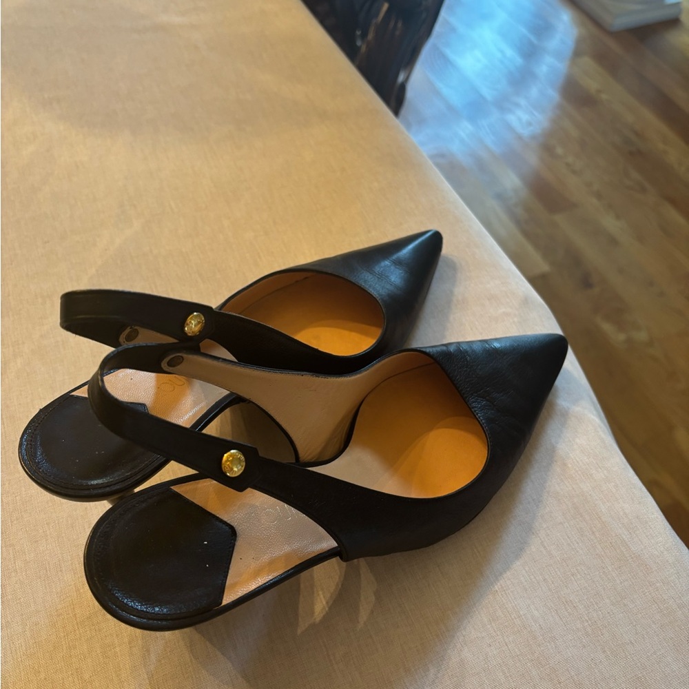 Louis Vuitton Black Leather Slingback Heels